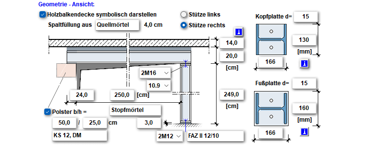 System 1 CAD einseitige Stuetze